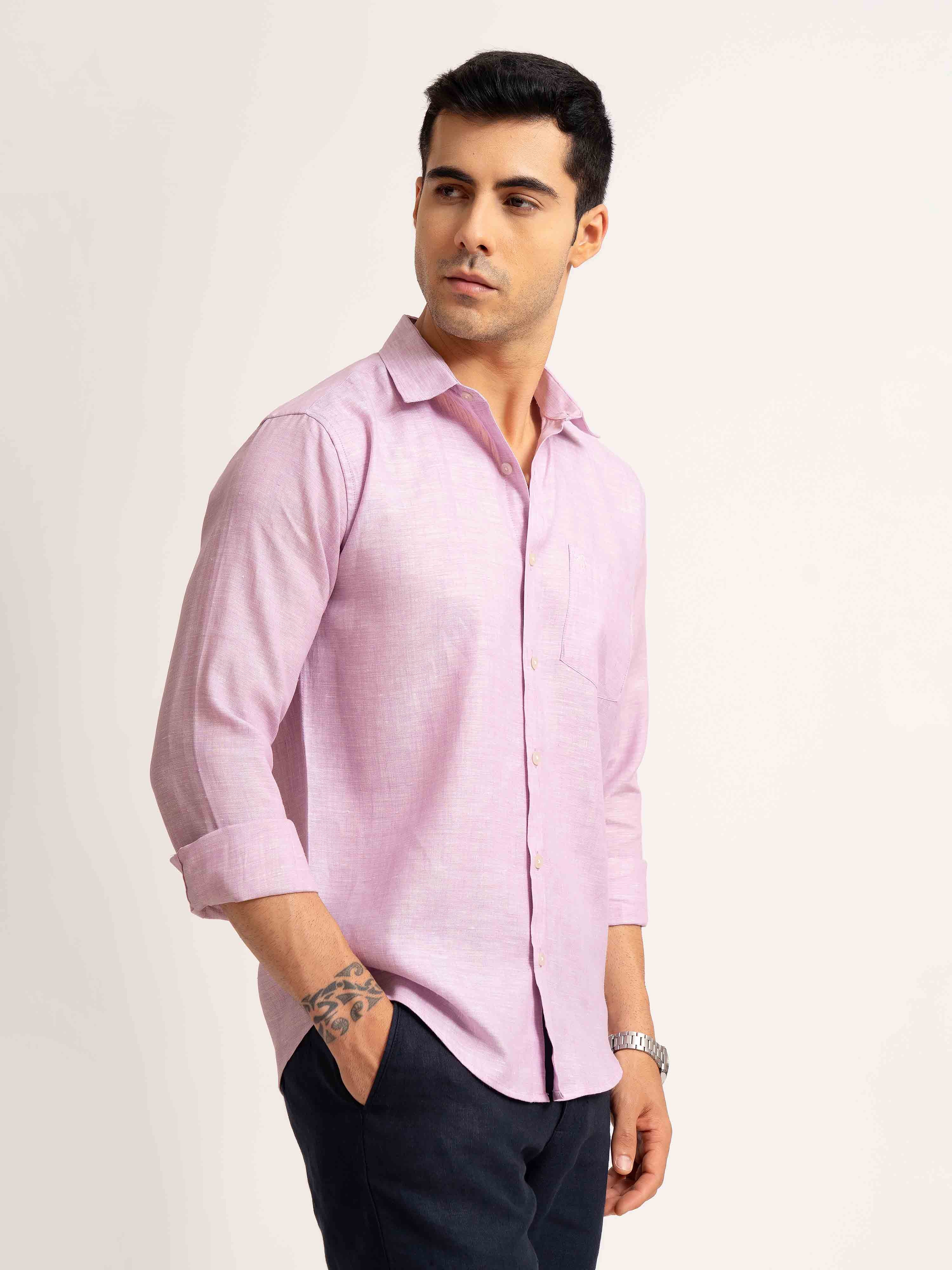 ST4U Men's Pure Linen Full Sleeve Shirt – Lilac