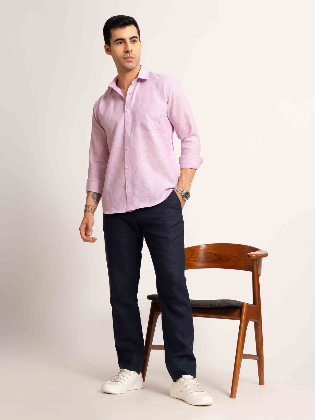 ST4U Men's Pure Linen Full Sleeve Shirt – Lilac