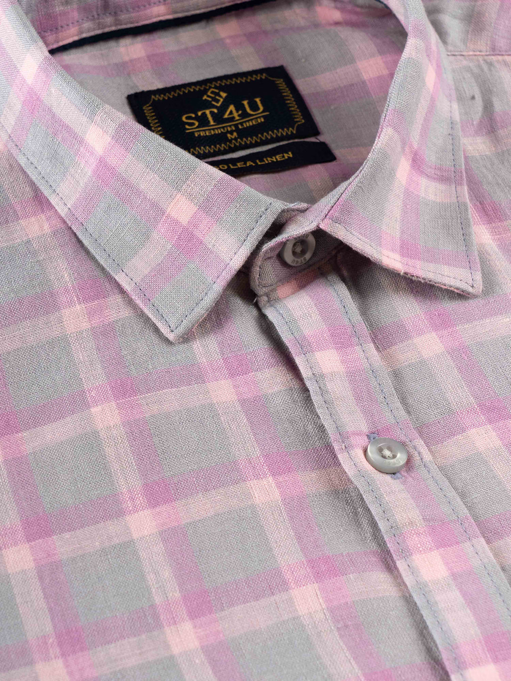 ST4U Men's Pure Linen Full Sleeve Checked Shirt – Pink Checks