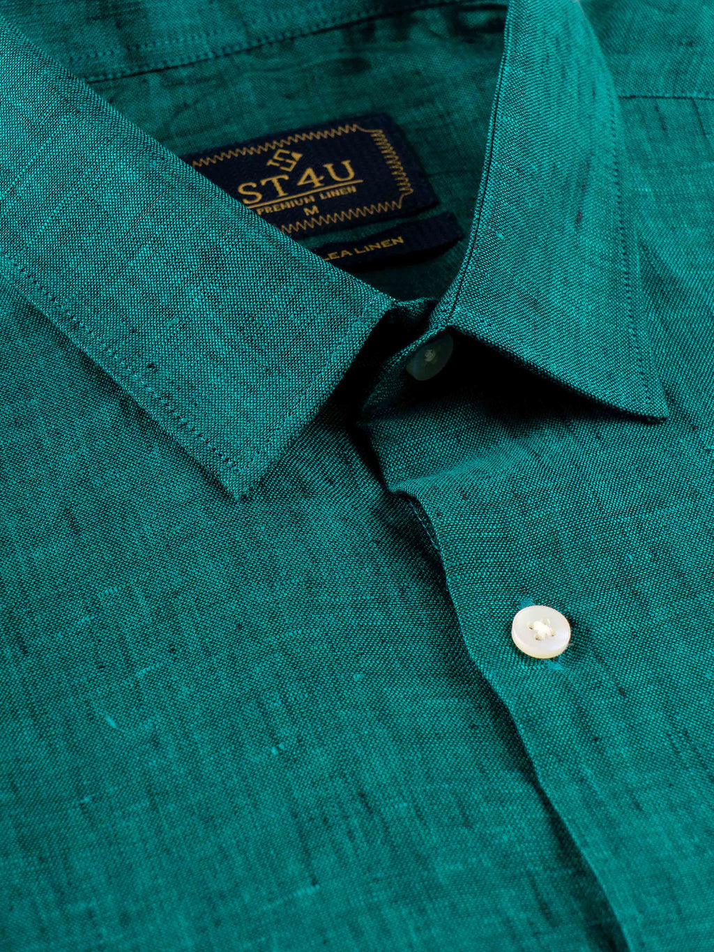 ST4U Men's Pure Linen Half Sleeve Shirt – Dark Green
