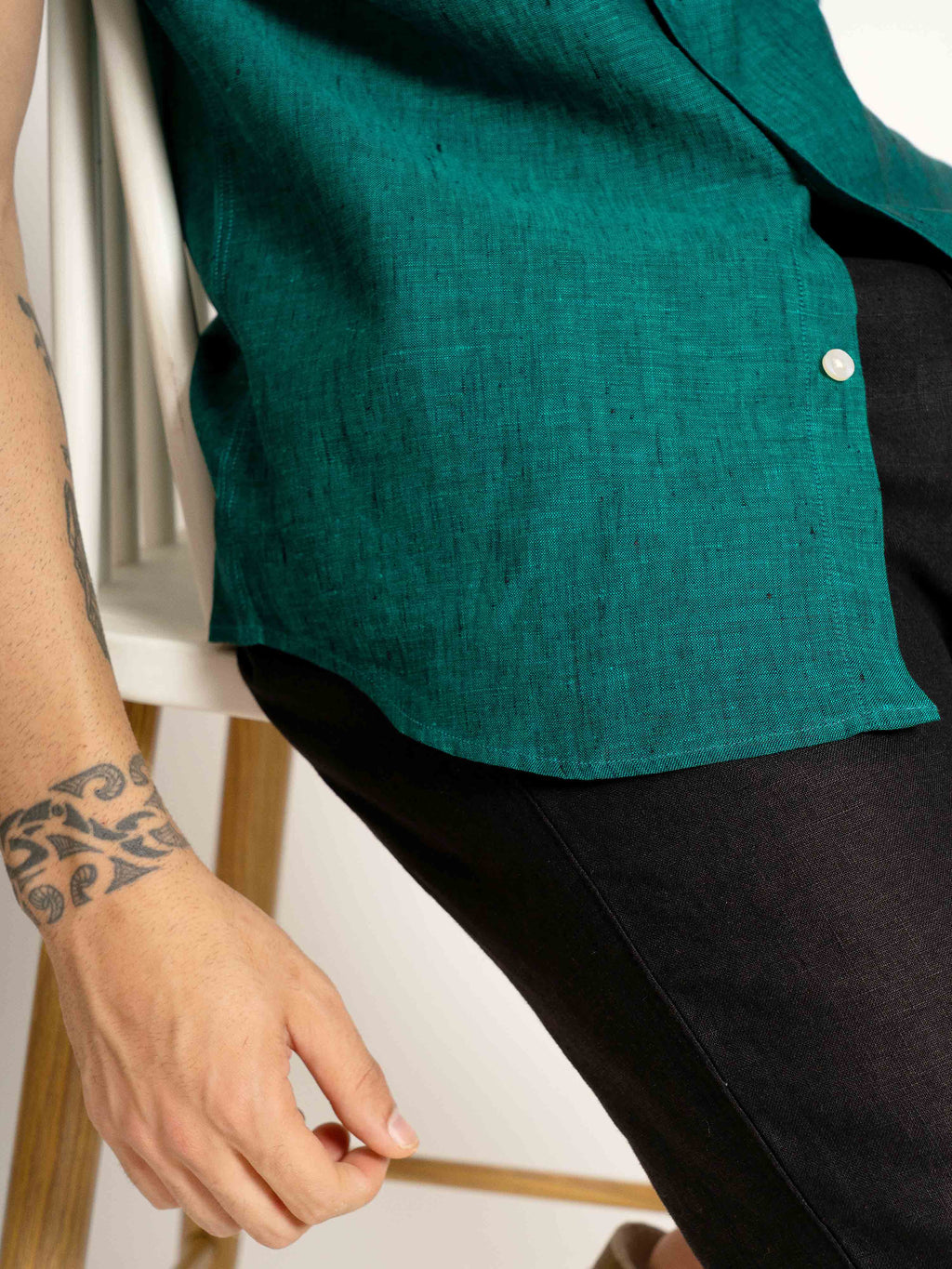 ST4U Men's Pure Linen Half Sleeve Shirt – Dark Green