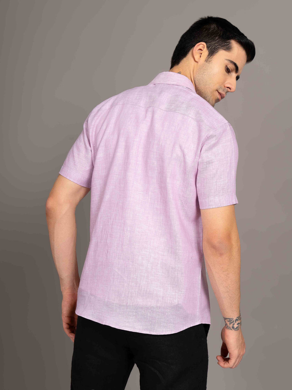 ST4U Men's Pure Linen Half Sleeve Shirt – Lilac