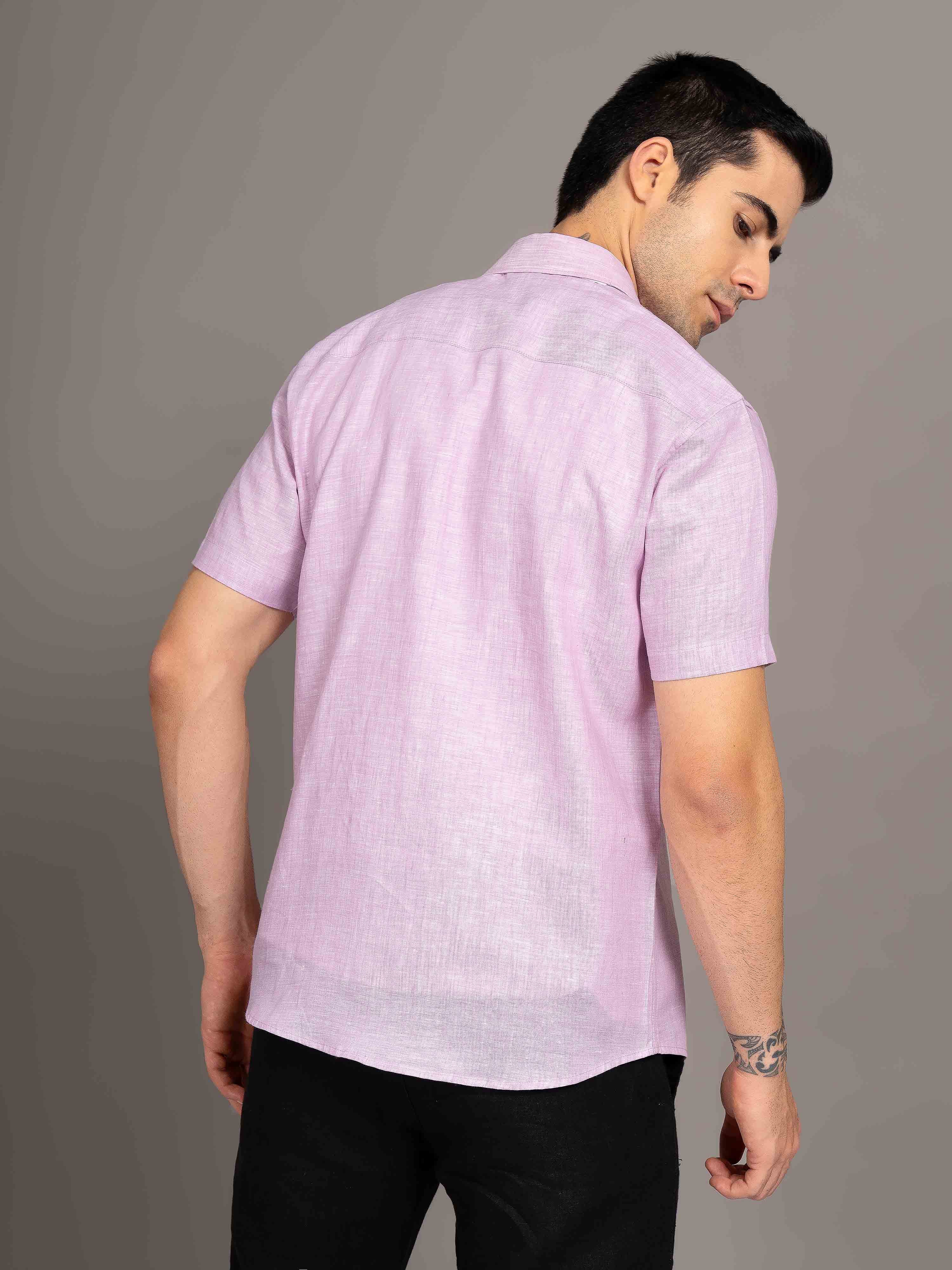 ST4U Men's Pure Linen Half Sleeve Shirt – Lilac