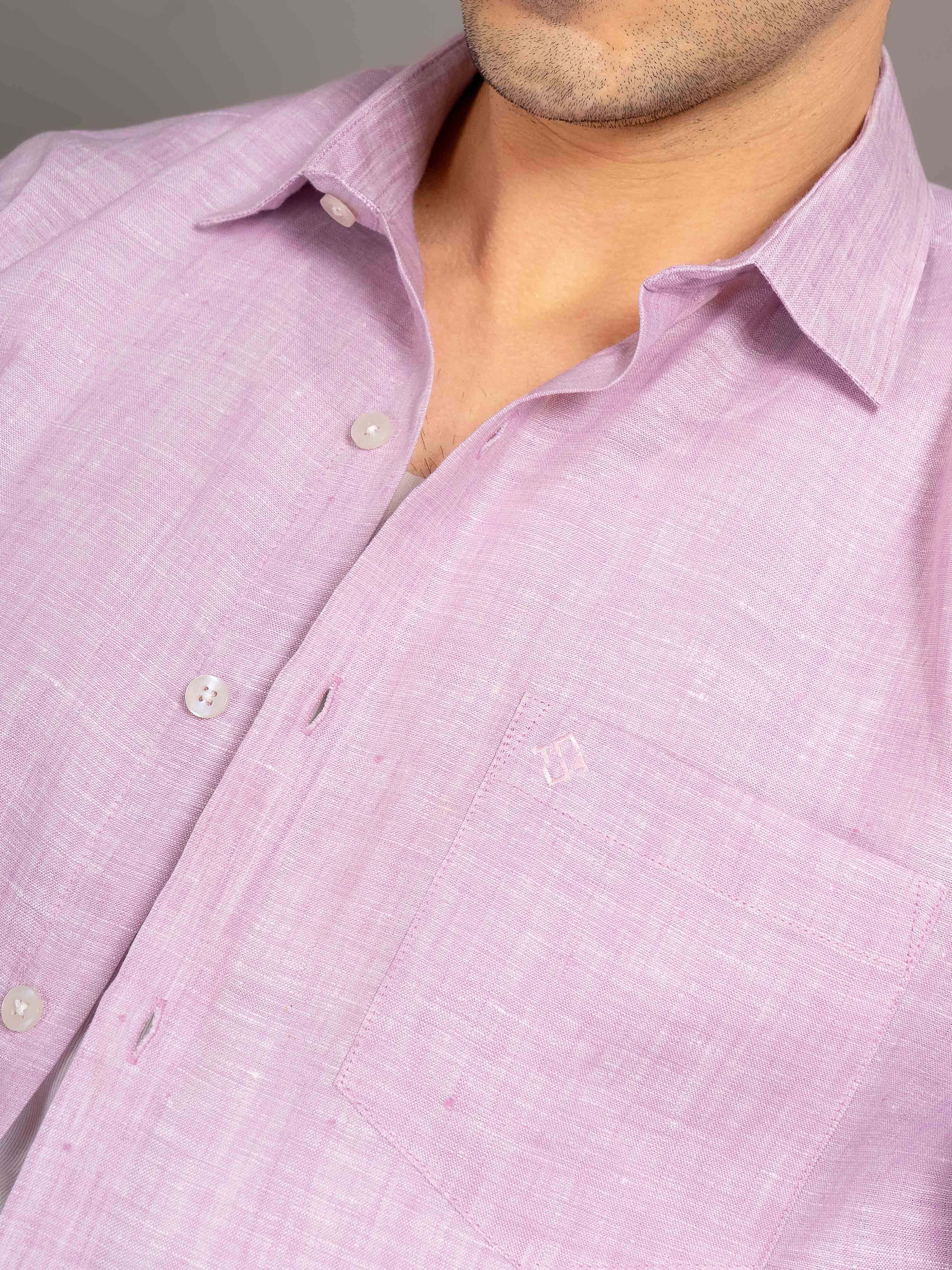 ST4U Men's Pure Linen Half Sleeve Shirt – Lilac
