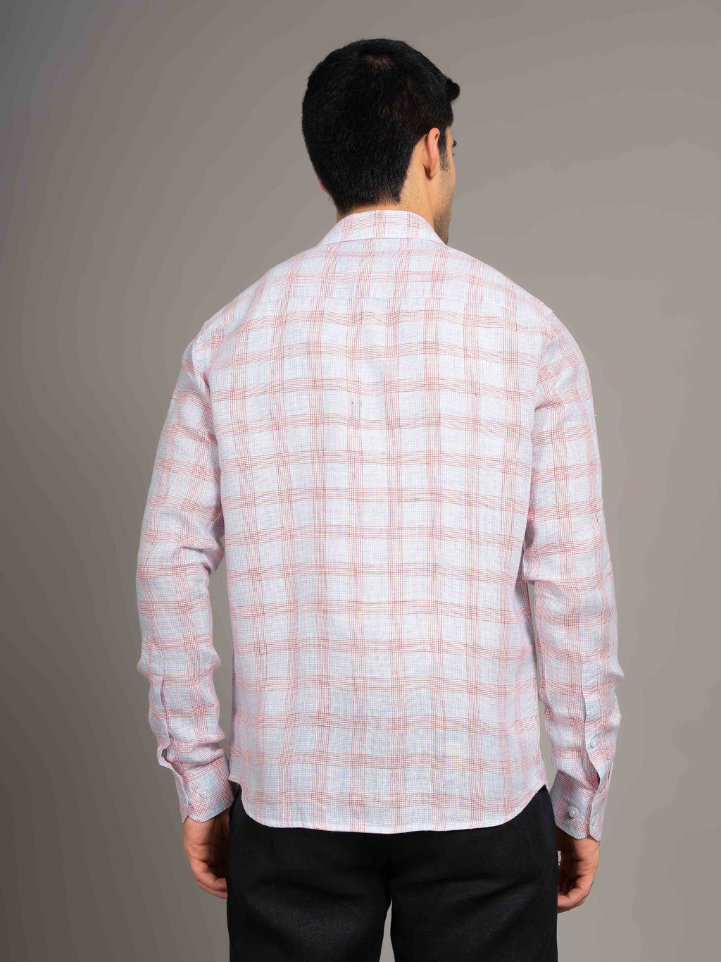 ST4U Men's Pure Linen Full Sleeve Checked Shirt – Red Blue Checks