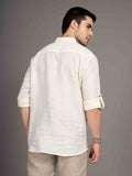 ST4U Men's Pure Linen Full Sleeve Chambray Short Kurta – Cream