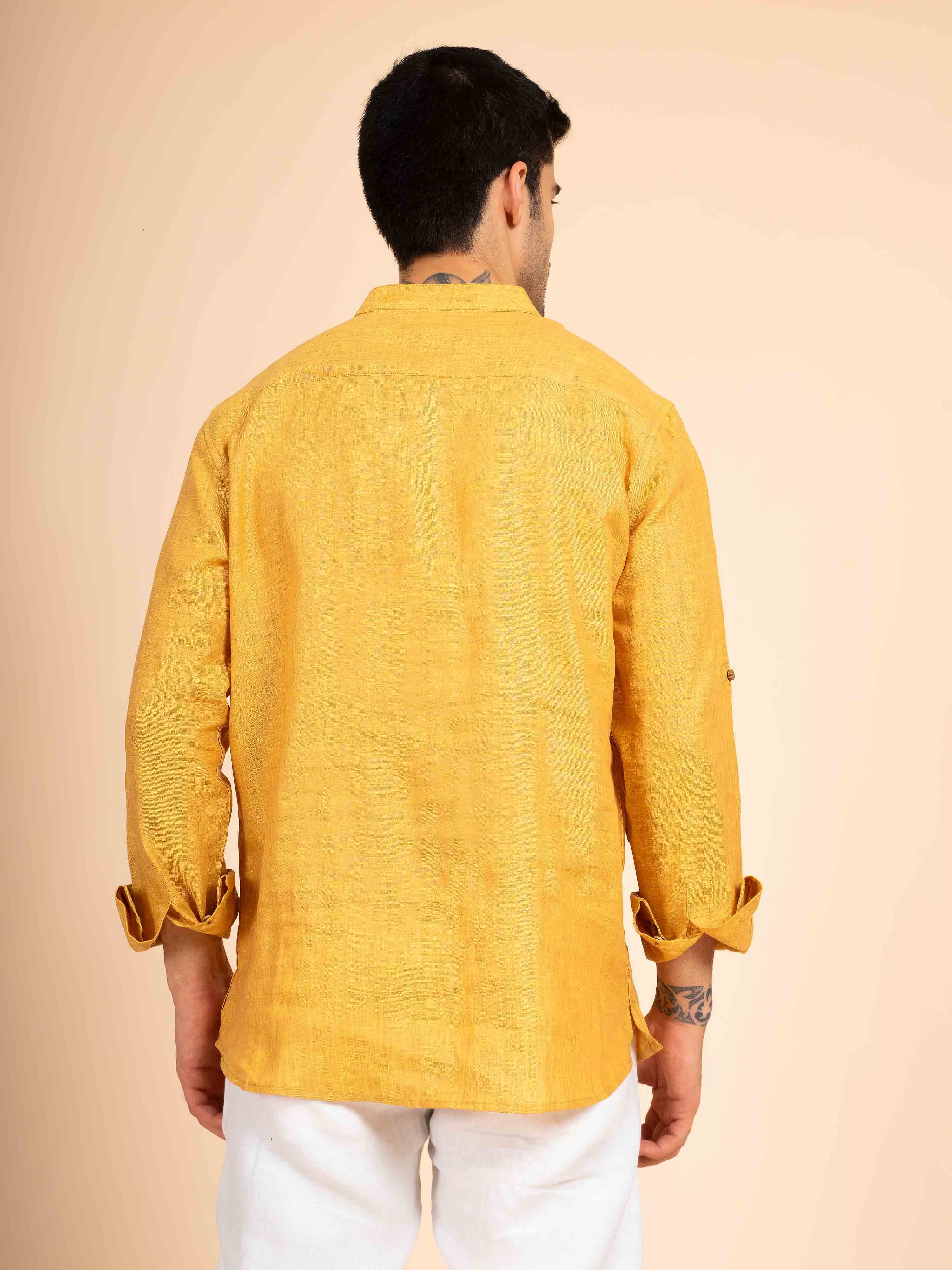 ST4U Men's Pure Linen Full Sleeve Chambray Short Kurta – Occar