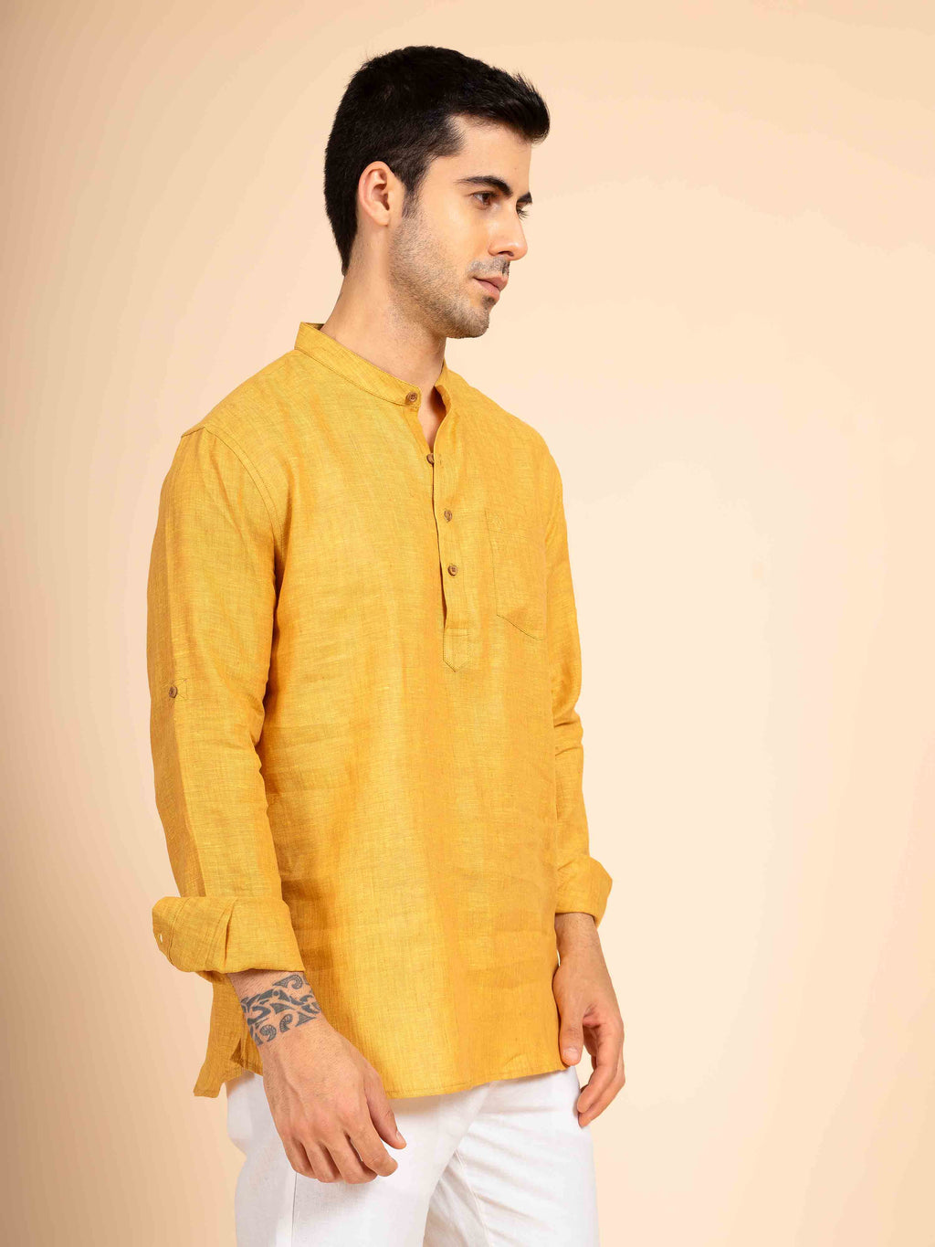ST4U Men's Pure Linen Full Sleeve Chambray Short Kurta – Occar