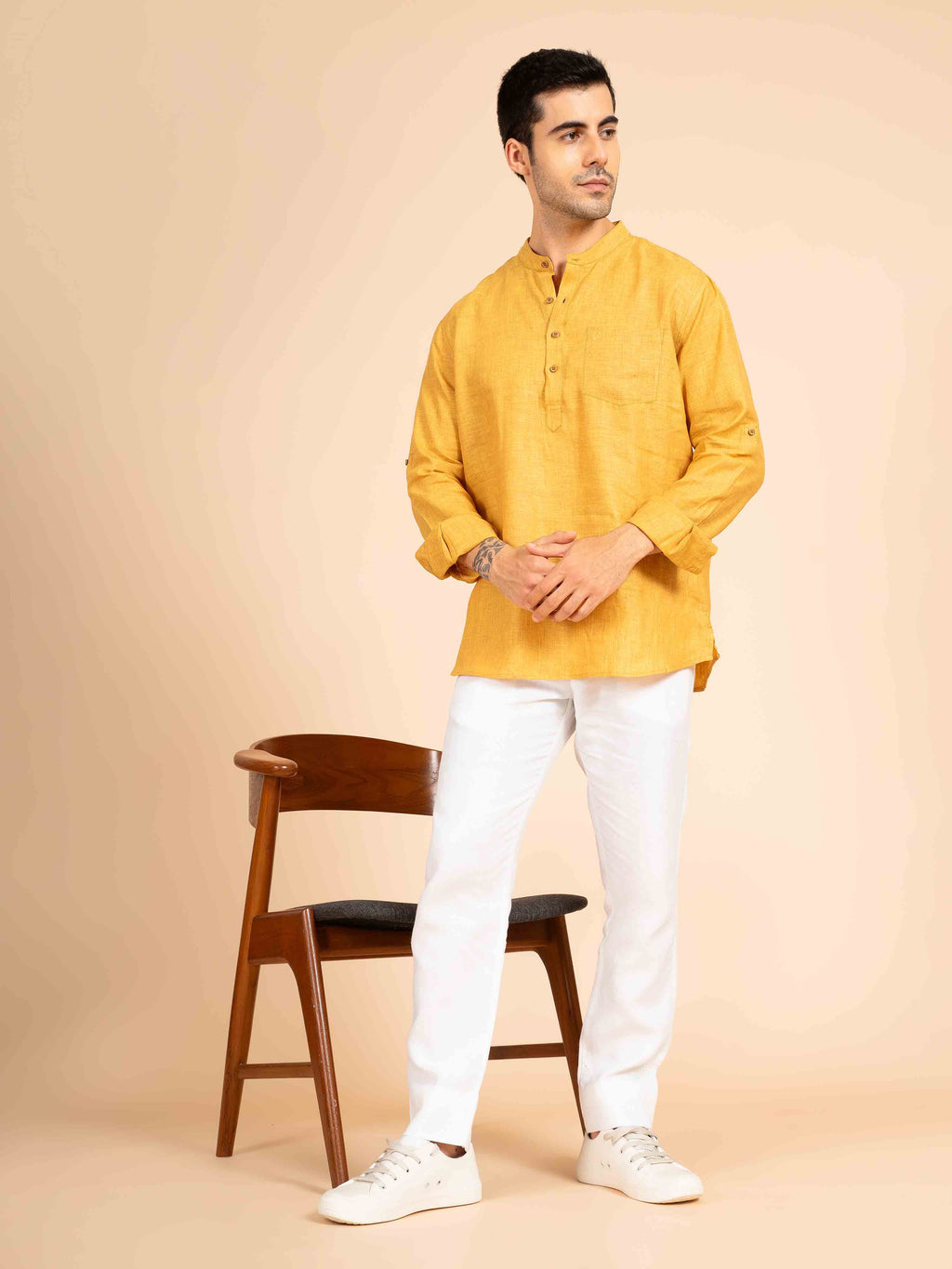 ST4U Men's Pure Linen Full Sleeve Chambray Short Kurta – Occar