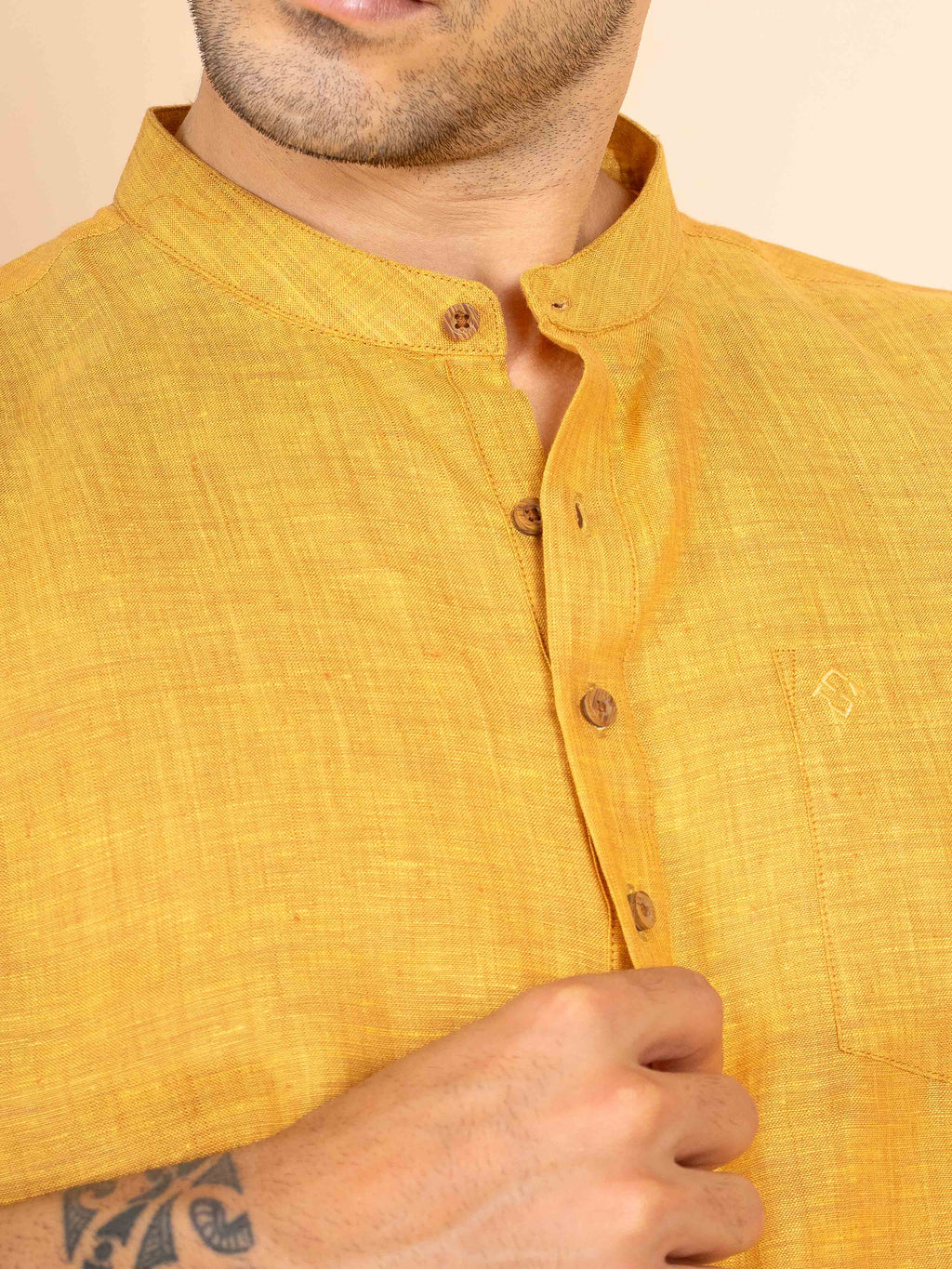 ST4U Men's Pure Linen Full Sleeve Chambray Short Kurta – Occar