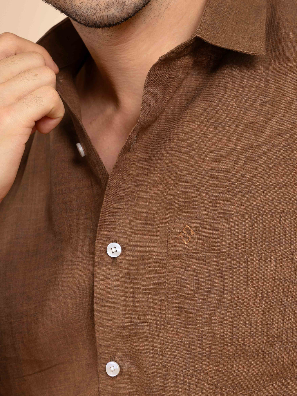 ST4U Men's Pure Linen Half Sleeve Shirt – Bronze Brown