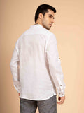 ST4U Men's Pure Linen Full Sleeve Solid Short Kurta – White