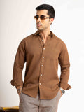ST4U Men's Pure Linen Full Sleeve Shirt – Bronze Brown