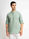 ST4U Men's Pure Linen Full Sleeve Chambray Short Kurta – Jade Green