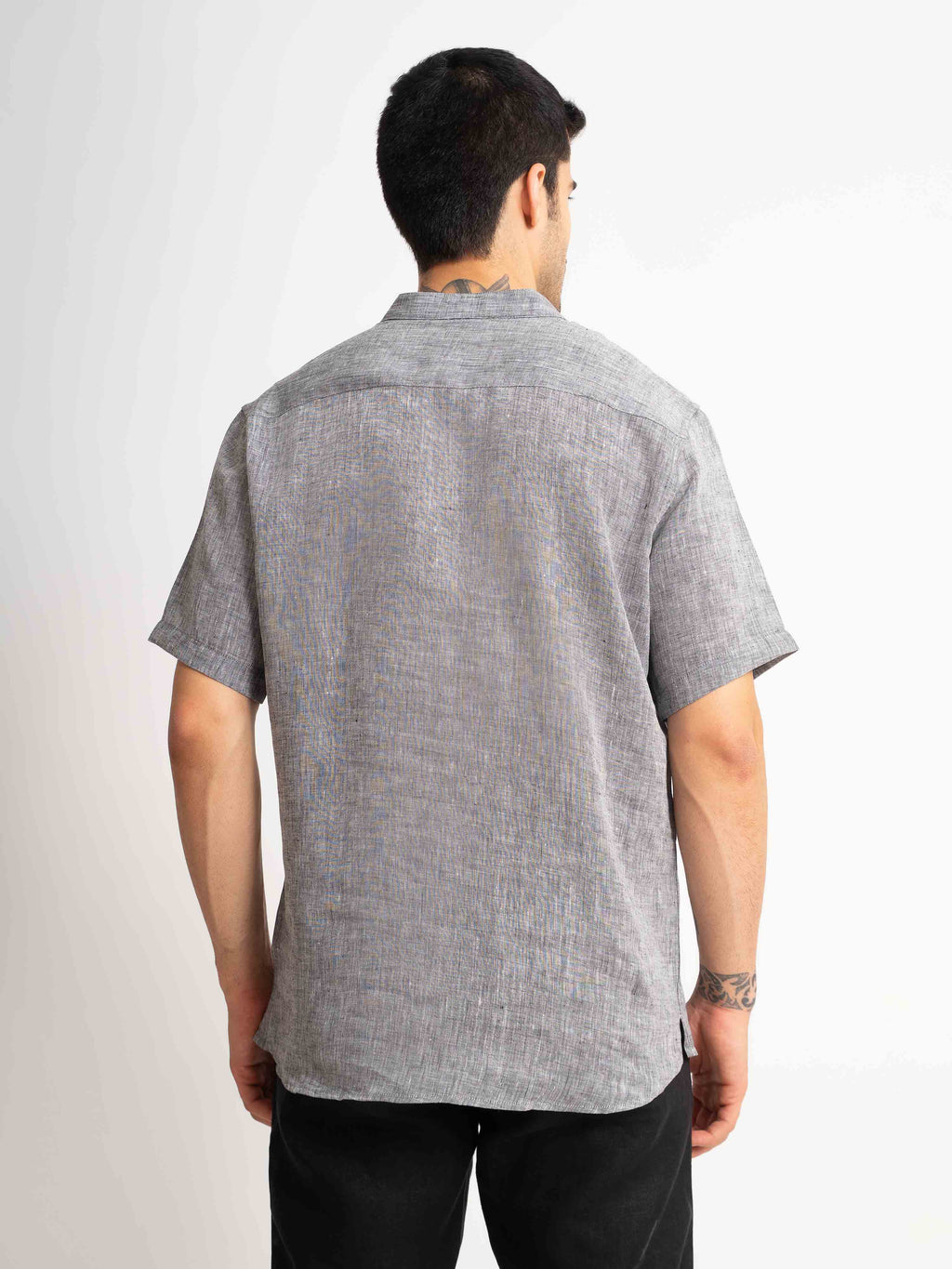ST4U Men's Pure Linen Half Sleeve Chambray Short Kurta – Dark Grey