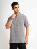 ST4U Men's Pure Linen Half Sleeve Chambray Short Kurta – Dark Grey