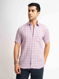 ST4U Men's Pure Linen Half Sleeve Checked Shirt – Pink Checks