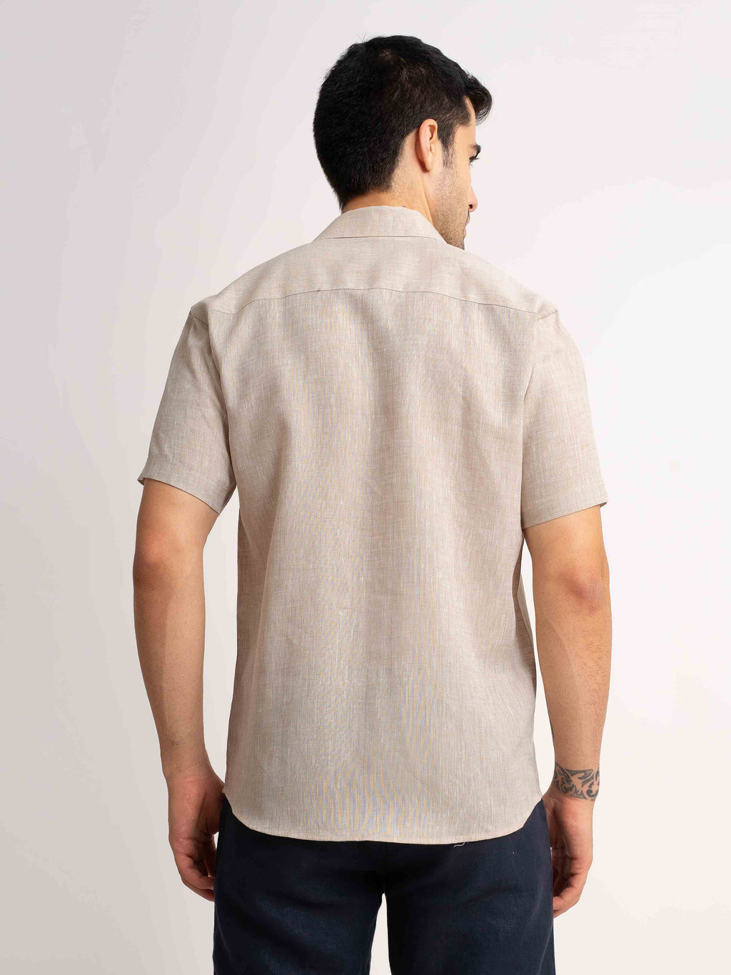 ST4U Men's Pure Linen Half Sleeve Shirt – Beige