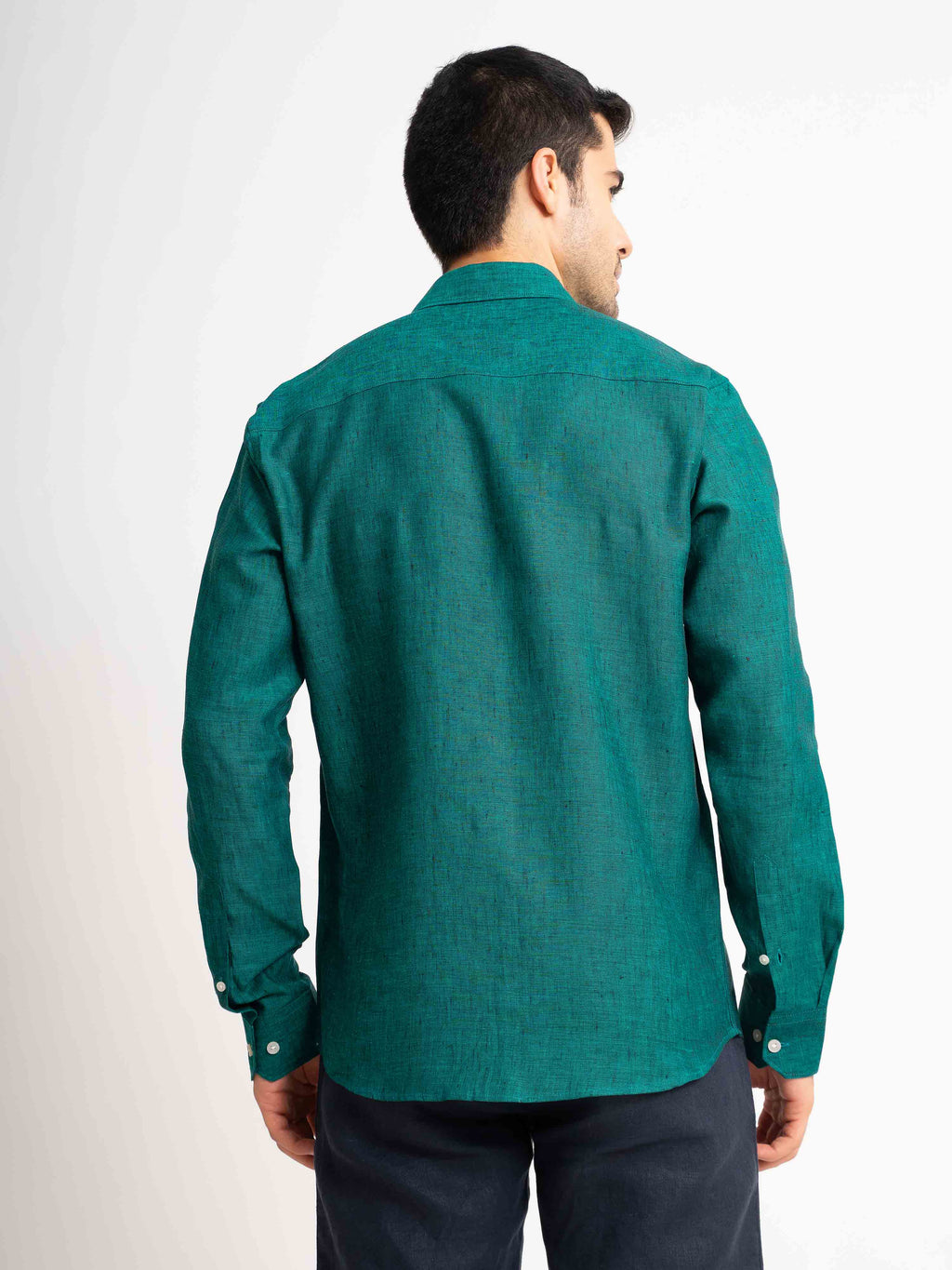 ST4U Men's Pure Linen Full Sleeve Shirt – Dark Green