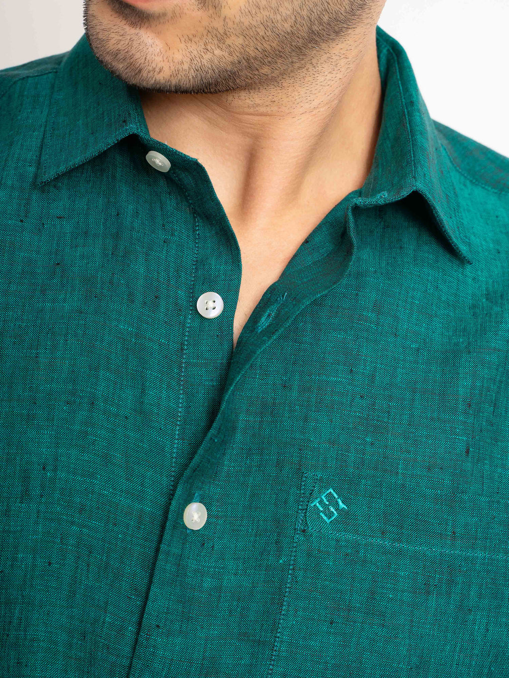 ST4U Men's Pure Linen Full Sleeve Shirt – Dark Green
