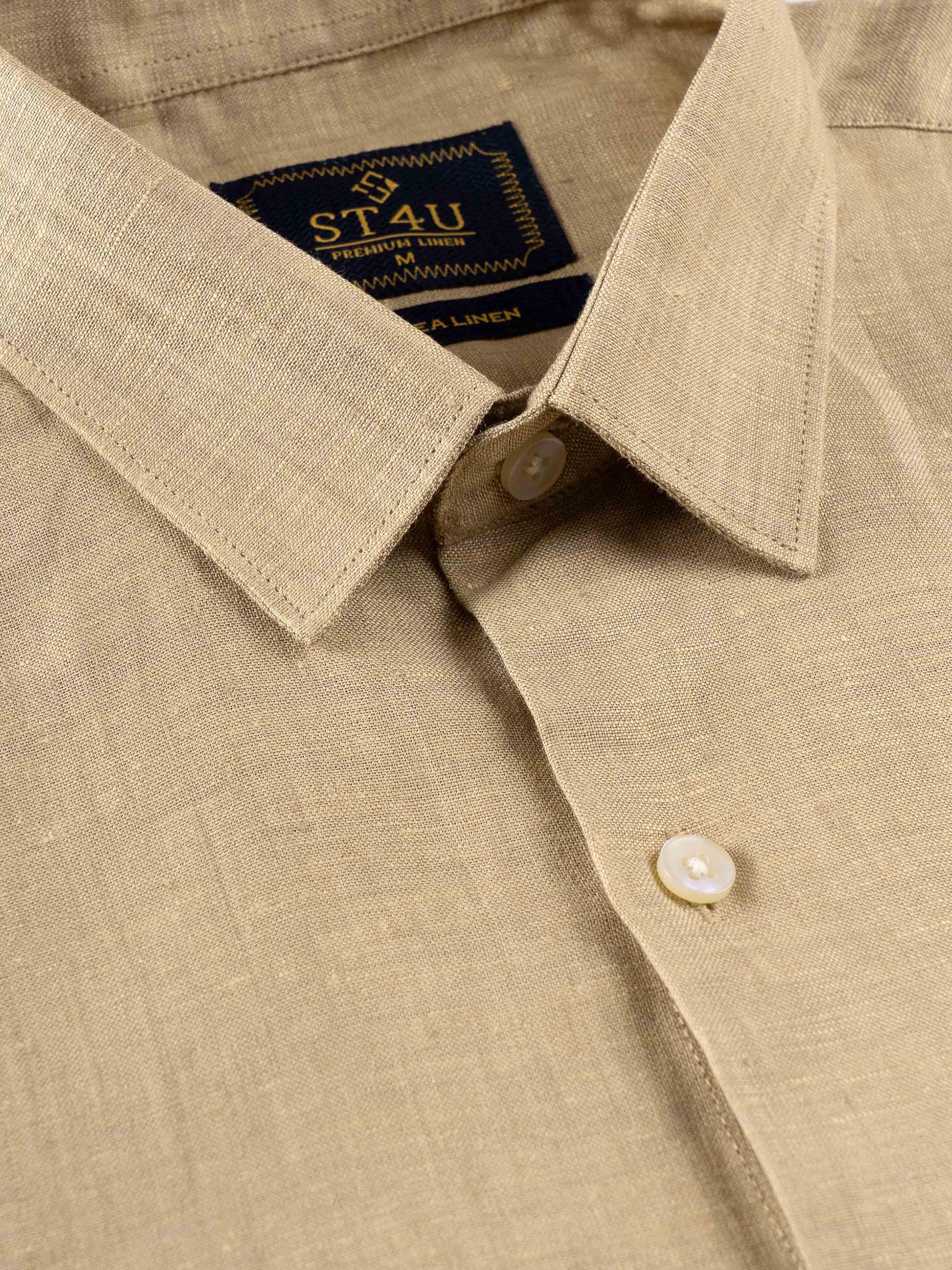 ST4U Men's Pure Linen Full Sleeve Shirt – Golden Sand