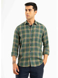 ST4U Men's Pure Linen Full Sleeve Checked Shirt – Olive Green Checks