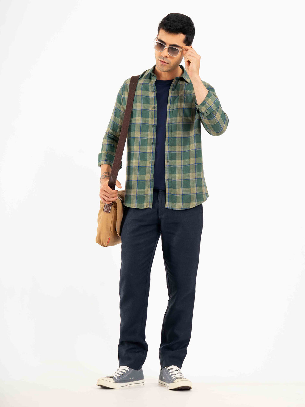 ST4U Men's Pure Linen Slim Fit Flat Front Trouser – Navy