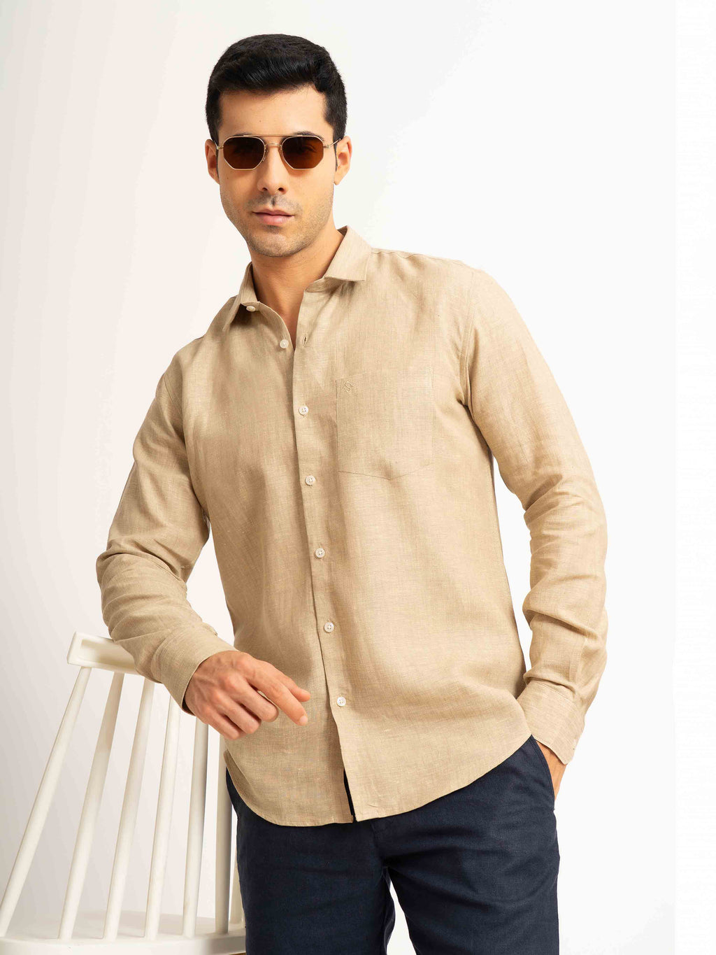 ST4U Men's Pure Linen Full Sleeve Shirt – Golden Sand