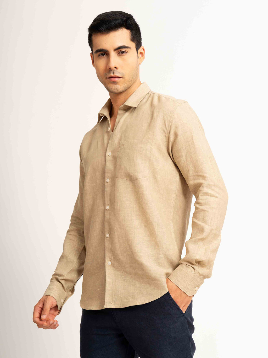 ST4U Men's Pure Linen Full Sleeve Shirt – Golden Sand