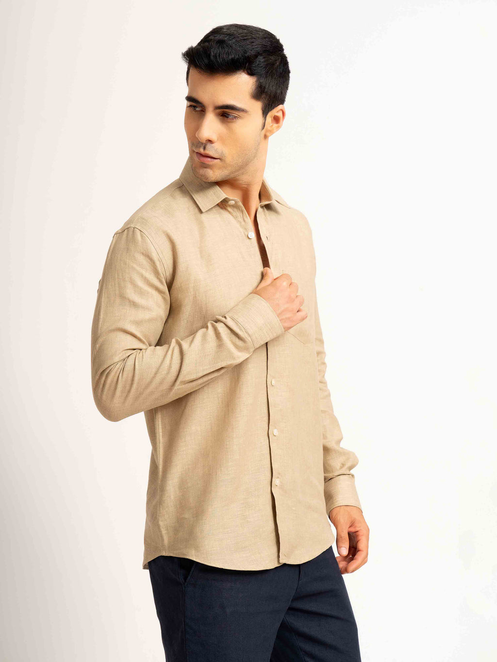 ST4U Men's Pure Linen Full Sleeve Shirt – Golden Sand