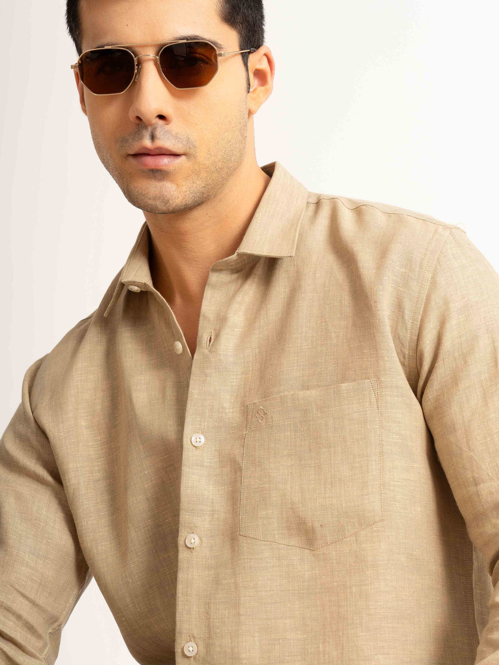 ST4U Men's Pure Linen Full Sleeve Shirt – Golden Sand
